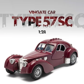 1:28 Alaşım Tipi 57SC Vintage Spor Araba Modeli Klasik Geri Çekin Araba Minyatür Araç Çoğaltma Koleksiyonu Hediye Çocuklar için
