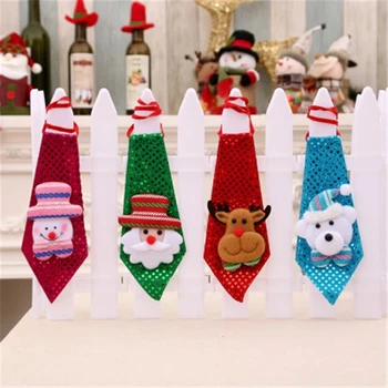 1 ADET Parti İyilik Aydınlık Noel kravat ışık Payetli Hediye Çocuklar için Santa Kardan Adam Geyik Desen Asılı Parti DIY Yeni Yıl dekor
