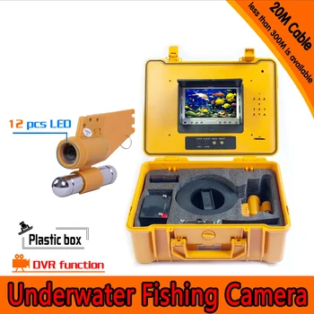 (1 takım)20 M kablo Sualtı Balıkçılık kamera DVR 7 Inç renkli Monitör 12 kızılötesi LED Gece sürüm Balık Bulucu Dalış gözetim