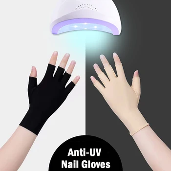 1 Çift Yeni yumuşak ve hafif parmaksız Anti UV radyasyon koruma eldivenleri UV koruma LED lamba tırnak kurutucu ışık aracı Bir boyut