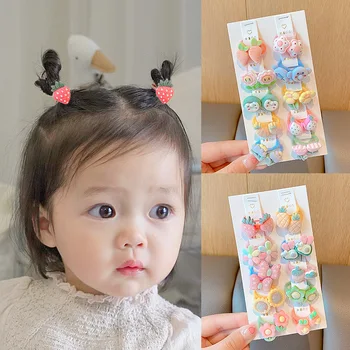 10 parça/takım Mini Sevimli Hairband Bebek Kız Erkek Ins Kore Küçük Karikatür Çiçek Meyve Saç Halat saç aksesuarları Bebek Kızlar için