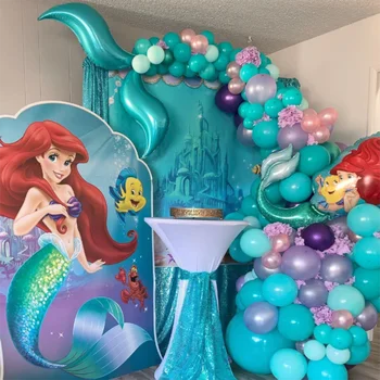 101 adet Mermaid Tema Parti Ariel Balon Garland Kemer Kiti Göl Mavi Lateks Balon kızın Doğum Günü Bebek Duş Düğün Parti Dekor