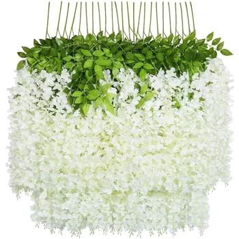 12 adet Yapay Wisteria Çiçekler Ratta Ekstra Uzun Kalın Asma Asılı Garland İpek Wisteria Garland Ev Partisi Düğün Dekor İçin