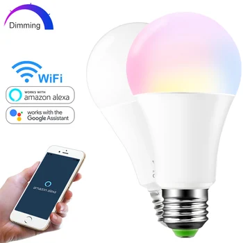 15W WiFi Akıllı Ampul B22 E27 RGB led ışık Ampul 85-265V Alexa Google Ev Kontrolü, Bluetooth Akıllı Lamba Kısılabilir RGB Odası Dekor