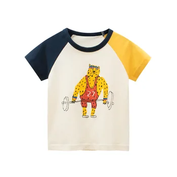 2-8T Yürüyor Çocuk Bebek Erkek Giysileri Yaz pamuklu bluz Bebek Kısa Kollu T Gömlek Moda Sevimli Tee Erkek T Shirt Kıyafetler