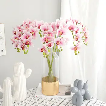 2 Çatal 3D Kelebek Orkide yapay çiçek Pastoral Ülke Sahte Çiçek Düğün için İç Dekor Çiçek Estetik Malzemeleri
