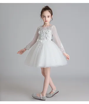 2020 Noel Yeni Çocuk Prenses Dressmesh Kollu düğün elbisesi Büyük çocuk elbiseleri Gösterisi kostüm Kızlar İçin Vestidos