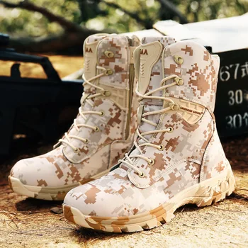 2021 Açık Çöl Askeri Erkek Botları Kamuflaj Erkek yürüyüş ayakkabıları Aşınmaya Dayanıklı Taktik Botları Erkekler Su Geçirmez Savaş asker botu