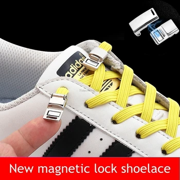 2021 Yeni Elastik Hiçbir kravat Ayakkabı bağcıkları Manyetik Kilit Ayakabı Sneakers Ayakkabı Bağı Düz Çocuk Yetişkin Tembel Danteller Tek Beden Herkese Uyar ayakkabı
