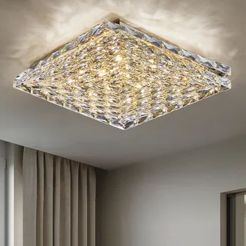 2022 Tavan Lambası K9 Kristal Parlaklık Tavan Avize RC Kısılabilir Led Dikdörtgen iç mekan aydınlatması İçin Oturma / Yemek Odası Yatak Odası