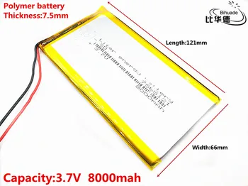 3.7 V 8000 mAh 7566121 Lityum Polimer Li-Po li ion şarj Edilebilir pil Lipo hücreleri Takograf POS Taşınabilir DVD Projektör