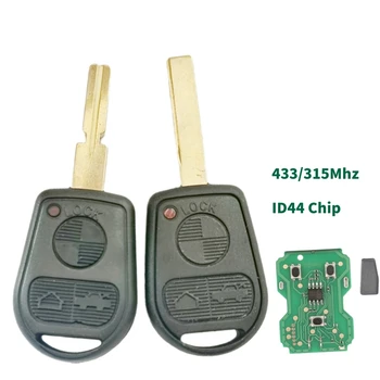 3 Düğmeler Araba Uzaktan Anahtar Fob 315/433MHz ID44 Çip İçin BMW Z3 E31 E32 E34 E36 E38 E39 E46 Z3i HU58 / HU92 Anahtar