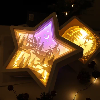 3D odası dekorasyon küçük gece lambası yaratıcı 3D kağıt oyma lamba
