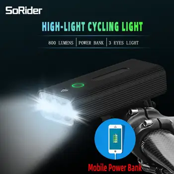 3LED bisiklet ön ışık 2600mAh USB şarj edilebilir MTB Bisiklet Far Lambası gidon bisiklet el feneri fener Güç bankası olarak