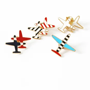 4 Çeşit Metalik Çift Uçaklar Şeker Renk Kırmızı Siyah Beyaz Mavi Şerit Delikli Güzel Broş Kadınlar İçin
