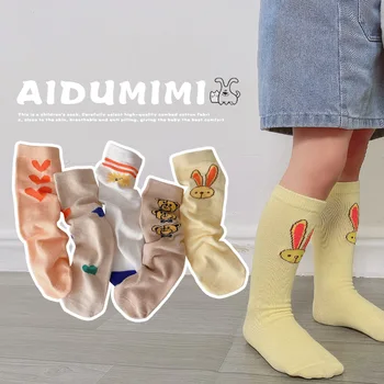 5 Pairs Çocuk Çorap Penye Pamuk Karikatür Hayvan diz üstü çorap Bahar Sonbahar Bebek Erkek Kız Çorap