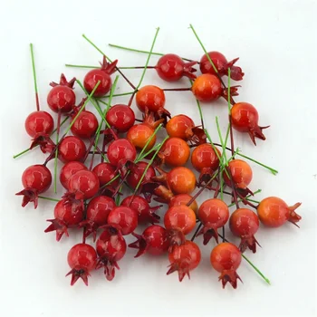 50 adet Küçük Yapay Nar Meyve Meyveleri Çiçek Kırmızı Noel Kiraz Ercik Düğün Dekorasyon Şeker Kutusu Zanaat Karalama Defteri