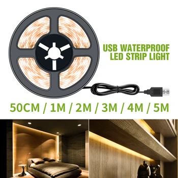 5V usb'li şerit LED ışık 50CM 1M 2M 3M 4M 5M yılbaşı dekoru Fita LED Su Geçirmez Şerit Bant Ev Arka Önyargı aydınlatma LED Şerit