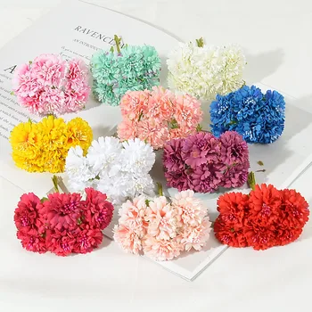 6 adet/grup Mini Yapay İpek Gül Çiçek düğün buketi Ev Dekorasyon DIY El Yapımı El Sanatları Aksesuarları Sahte Çiçekler