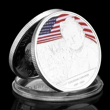 Amerika Birleşik Devletleri Başkanı Abraham Lincoln Hatıra Gümüş Kaplama Sikke Mücadelesi Coin Koleksiyon Hediye Başkan hatıra parası