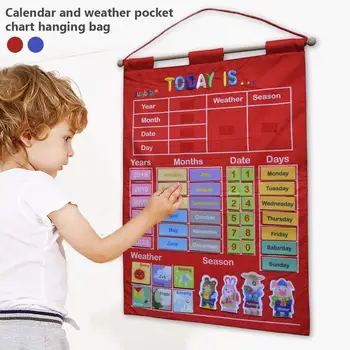 Anaokulu Bebek Öğretim Yardım eğitici oyuncak Bez Öğrenme İngilizce Mektup Hava Tarih Sezon Takvim Öğretim Aracı Takvim