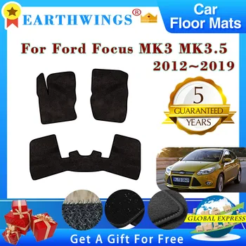Araba Paspaslar Ford Focus İçin MK3 MK3. 5 III 2012~2019 2015 2016 2017 Kilim Paneli Ayak Pedleri Halı Kapak Pad Ayak Pedleri Aksesuarları