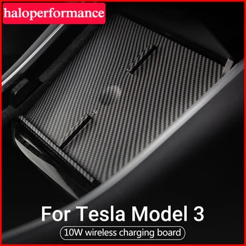Araba şarjı Karbon Fiber Tesla Modeli 3 2022-2017 Aksesuarları USB Otomatik Şarj Bağlantı Noktaları Çift Hızlı Tesla Model3 Kablosuz Şarj Cihazı