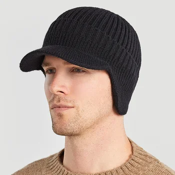 Artı Kadife Kış erkek Şapka örgü şapkalar Erkek beyzbol şapkası Kalın Rüzgar Geçirmez güneşlik şapka Açık Sürme Sıcak kulak koruyucu