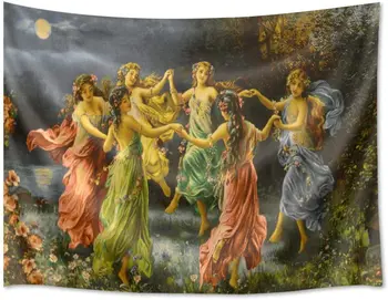 Avrupa Peri Goblen Yunan Tanrıçası Duvar Dekor Kraliyet Mahkemesi Altı Etek Kız Dans Boyama