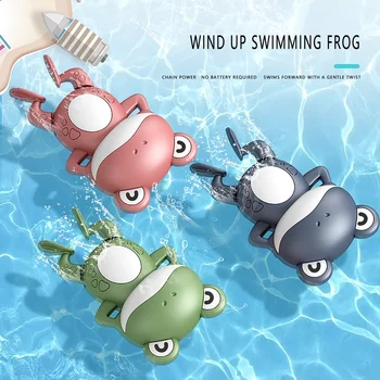 Bebek Banyo Oyuncakları Sevimli Karikatür Yüzme Kurbağa Kaplumbağa Su Oyuncak Bebek Yüzmek Kaplumbağa Ördek Wind Up Clockwork Oyuncak Çocuklar için Plaj Oyunları