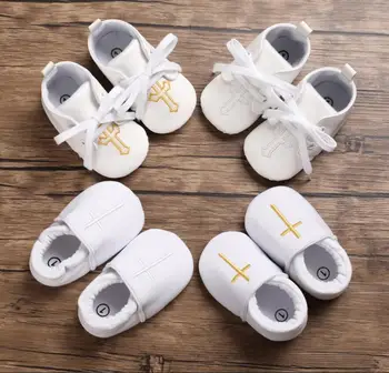Bebek Kız Bebek Erkek Çapraz Vaftiz Vaftiz Elastik Kapatma Ayakkabı Premium Yumuşak Taban Bebek Prewalker Toddler Sneaker Ayakkabı