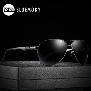 BLUEMOKY Pilot güneş gözlüğü Erkek Polarize UV400 Tasarımcı Marka Güneş Gözlüğü Erkekler için Havacılık Polaroid Sürüş Shades Erkekler için