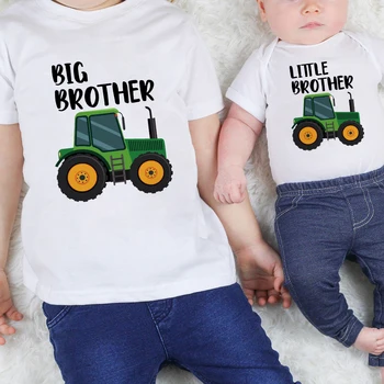 Büyük Kardeş Küçük Kardeş Aile Eşleştirme Çocuk Giysileri Kısa Kollu T Gömlek Bebek Bodysuits Kardeş T-Shirt ve Yenidoğan Tulum