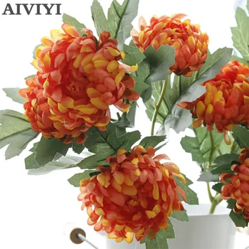 Büyük Marigolds Krizantem Yapay ipek Çiçekler flores güz ev düğün DIY süslemeleri sahte bitkiler şube çelenk fleur