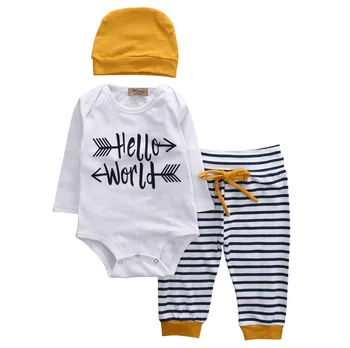 CANIS Bahar Sonbahar Yenidoğan Bebek Kız Erkek Romper Jumsuit + Çizgili Pantolon erkek bebek giyim