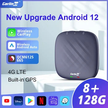 CarlinKit CarPlay Mini Kutusu YouTube Android 12 Ultra TV Kutusu Kablosuz Android Otomatik 8G + 128G Qualcomm 6125/665 8 Çekirdekli 4G WiFi IPTV