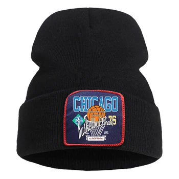 Chicago Basketbol Takımı 76 Baskılar Örme Şapka Erkek Rahat Sonbahar Bere Şapka Erkek Rahat Çok Renkli İsteğe Bağlı Kış Punk Şapka