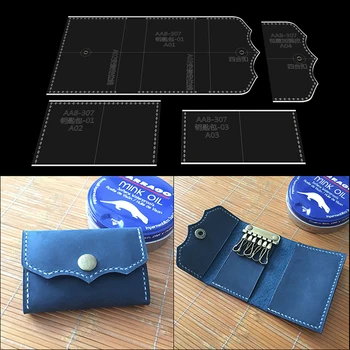 Deri kesme aksesuarları dıy el yapımı deri deri çanta anahtar çantası cüzdan akrilik sürüm tasarım şablonu aracı