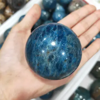 Doğal Mavi Apatit Topu Küre Kuvars Kristal Mineral Şifa Ev Dekorasyon Hediye İçin