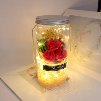 Ebedi Çiçek Ölümsüz Sabun Gül LED Sabun Çiçek Plastik Şişeler Düğün yapay çiçek Sevgililer Günü Anneler Günü Hediyeleri