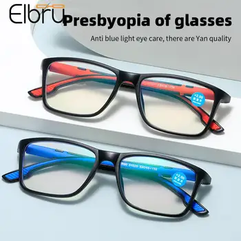Elbru Anti mavi ışık bilgisayar okuma gözlüğü kadın erkek spor TR90 presbiyopi optik gözlük Unisex hipermetrop gözlük + 1~ + 4