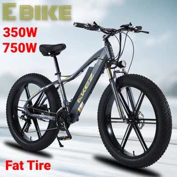 elektrikli Bisiklet 750 W 26 İnç 4.0 Yağ Lastik Kar Dağ Bisikleti Lityum Pil Alüminyum Alaşımlı Ebike 350 W Yetişkin