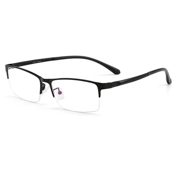 Erkekler Titanyum Alaşımlı Yarı Çerçevesiz Gözlük Çerçevesi Erkekler için Reçete Gözlük Esnek Tapınaklar Bacaklar IP Galvanik S61006