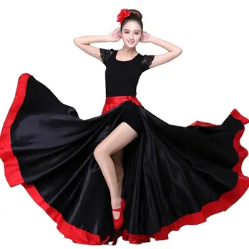 Flamenko dans kostümü Oryantal Dans Etek İspanyol Boğa Güreşi Salıncak Etek Kostüm Bigdance Etek