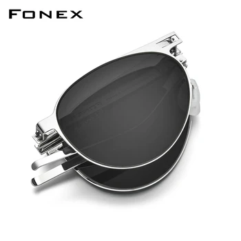 FONEX polarize güneş gözlükleri Erkekler Taşınabilir Katlanır Pilot Güneş Gözlüğü Adam için 2022 Yeni MaleUV400 Tonları Naylon Lens ile F1025