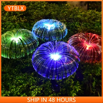 Güneş denizanası ışık LED Fiber optik bahçe ışıkları açık su geçirmez çim lambası yolu projektör noel dekoru peri ışık