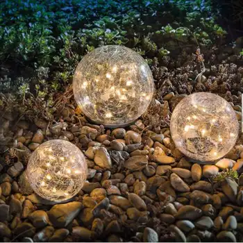 Güneş çatlak top lamba avlu manzara gömülü buz hokeyi lambası su geçirmez bahçe süsleri plug-in lamba topu