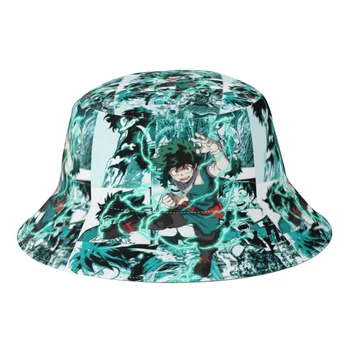 Harajuku Kova Şapka Izuku Midoriya Manga Kolaj Balıkçı Şapka My Hero Academia Anime Sonbahar Streetwear Panama güneşlikli kep Bob