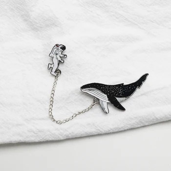 Hayvan balina broş sevimli Balık Astronot Pin moda tasarım takı ceket Aksesuarları Hediye