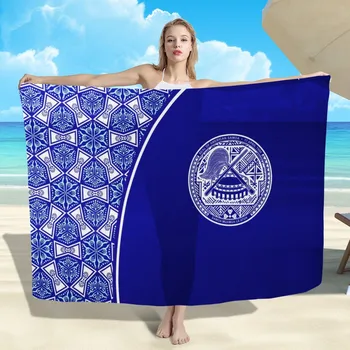 HYCOOL Konfor Yumuşak Parlak Mavi Lav Lav Kadınlar İçin Samoalı Logo Baskı Özel Uzun Polinezya Sarongs Lavalava Etekler Bayan 2022